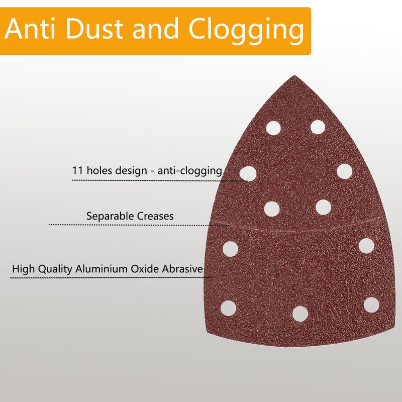 CKFCXC 48pcs 152 * 105mm Sand Paper Mouse Sander Sandpaper 40-2000 Grits with 2pcs Detail Sander Paper Interface Pad Hook and Loop Triangle Sanding Pads with 11 Holes for Sanding Machine - Image 3